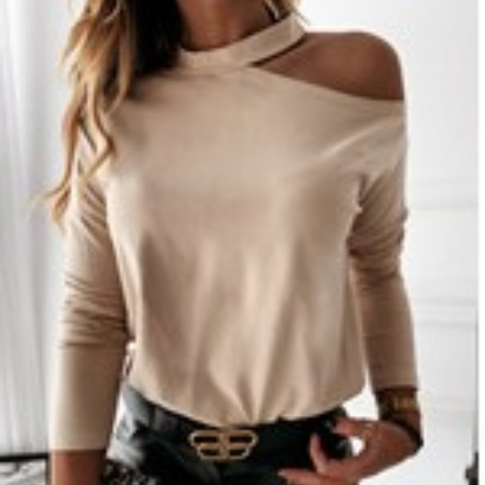 Long Sleeves cut out Neck Shirt